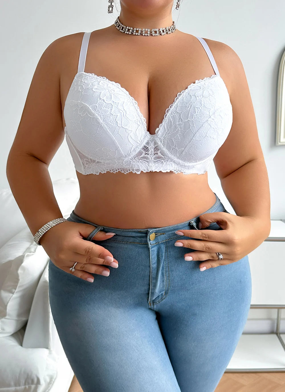 Plus Size Feminine Sex Lace Bras Push Up Women's