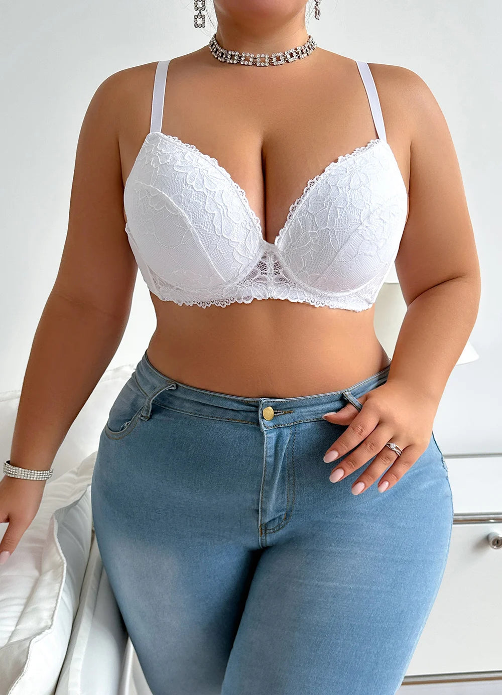 Plus Size Feminine Sex Lace Bras Push Up Women's