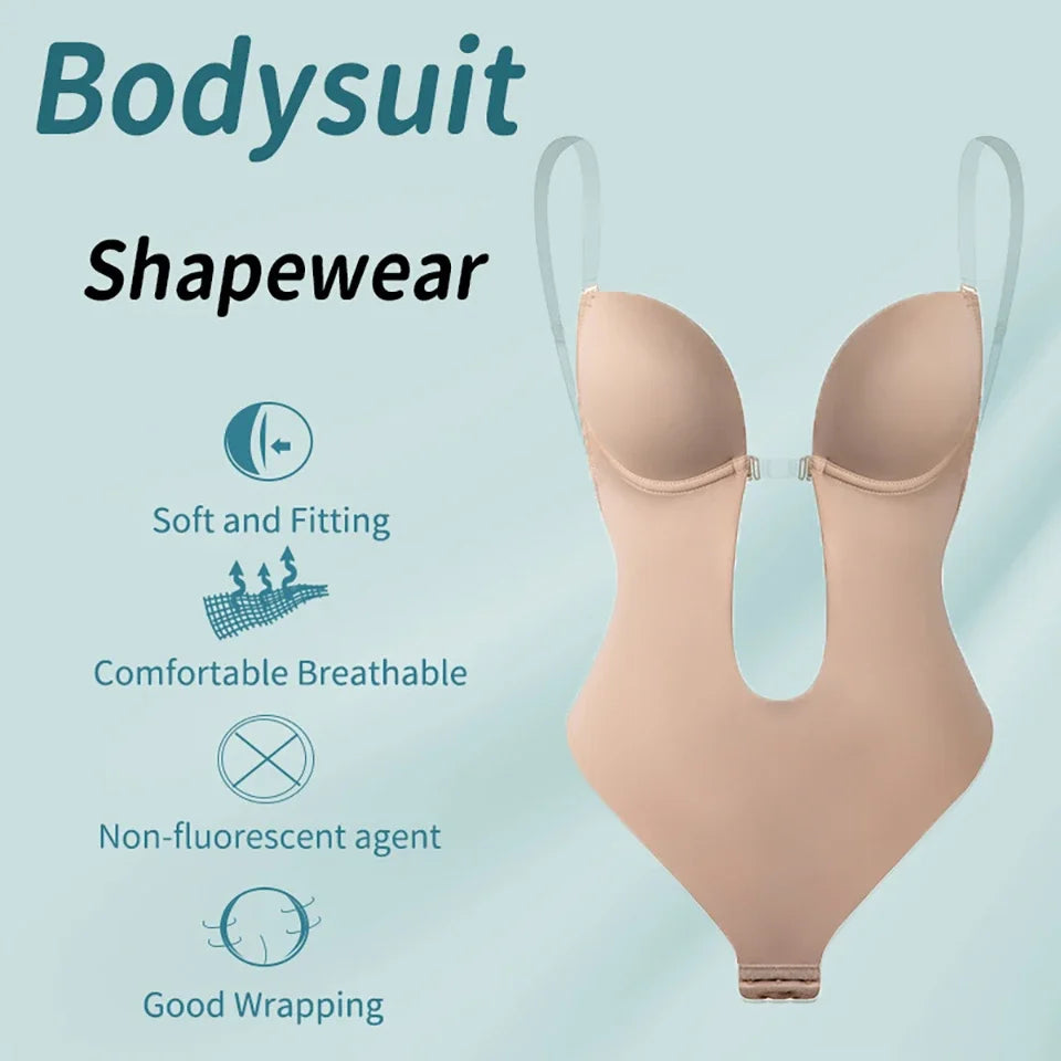 Women Full Body Shaper Bra Backless Bodysuit