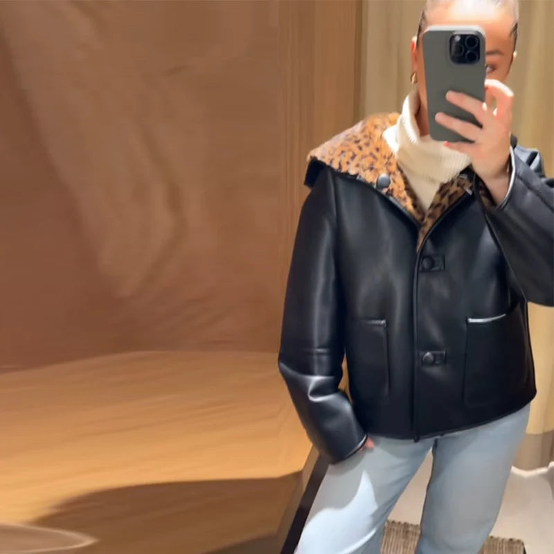 Women's Leopard Reversible Jacket