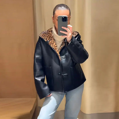 Women's Leopard Reversible Jacket