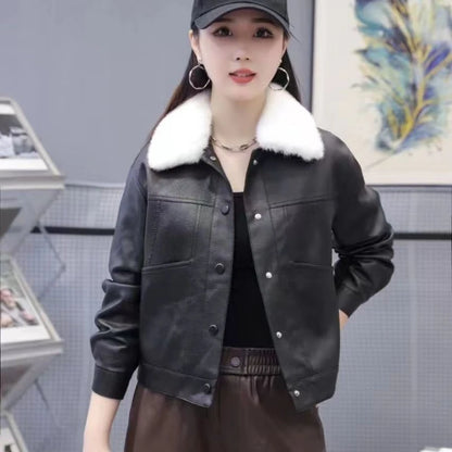 Women's Faux Fur Leather Jacket