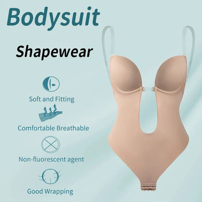 Women Full Body Shaper Bra Backless Bodysuit