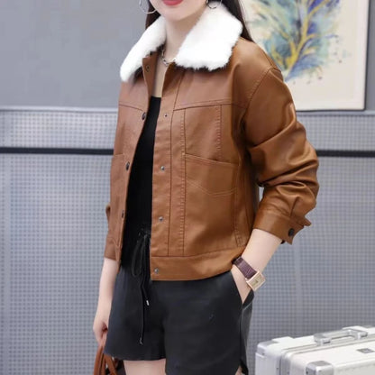 Women's Faux Fur Leather Jacket