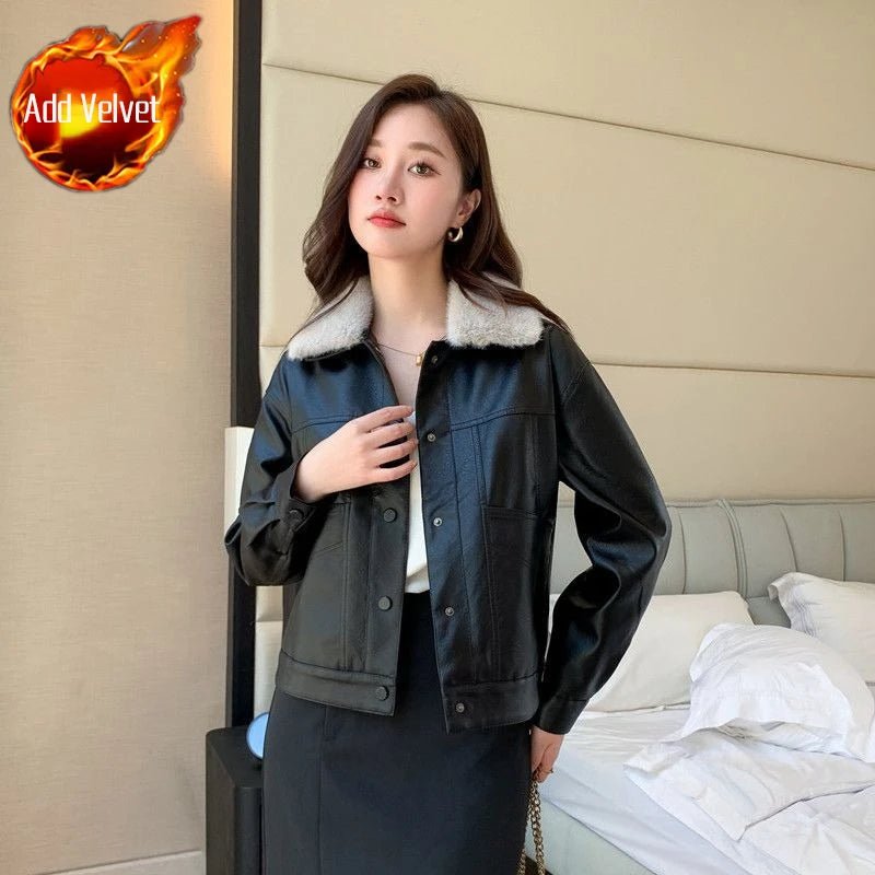 Women's Faux Fur Leather Jacket