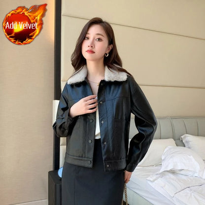 Women's Faux Fur Leather Jacket